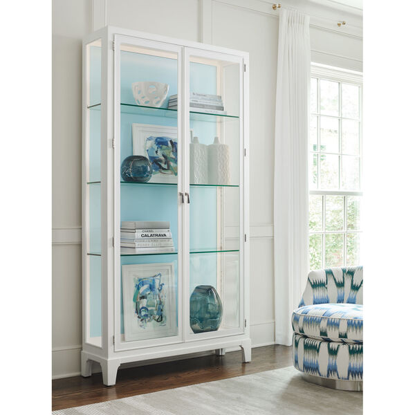Avondale Linen White Lakeshore 92-Inch Curio with Sky Blue Back Panel, image 2