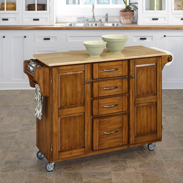 Create-a-Cart Warm Oak Finish with Wood Top, image 2