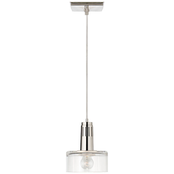 Iris Single Pendant in Polished Nickel with Clear Glass by Thomas O'Brien, image 1