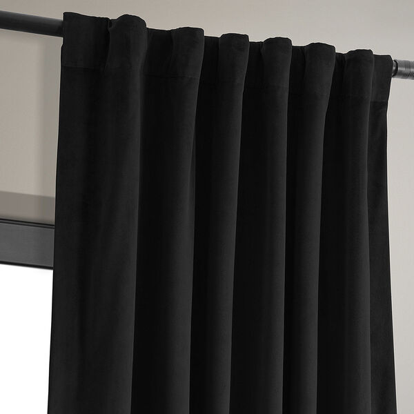 Signature Warm Black Blackout Velvet Pole Pocket Single Panel Curtain 50 x 108, image 12