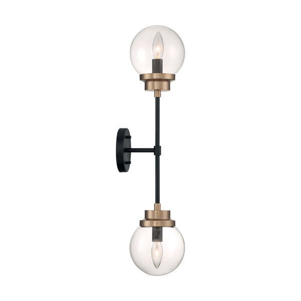 Axis Matte Black and Brass Two-Light Wall Sconce, image 4