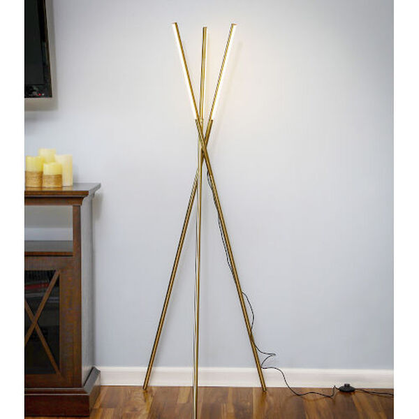 Stix Brass Three-Light Integrated LED Floor Lamp, image 5