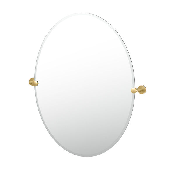 Latitude II Brushed Brass 32-Inch Frameless Oval Mirror, image 1