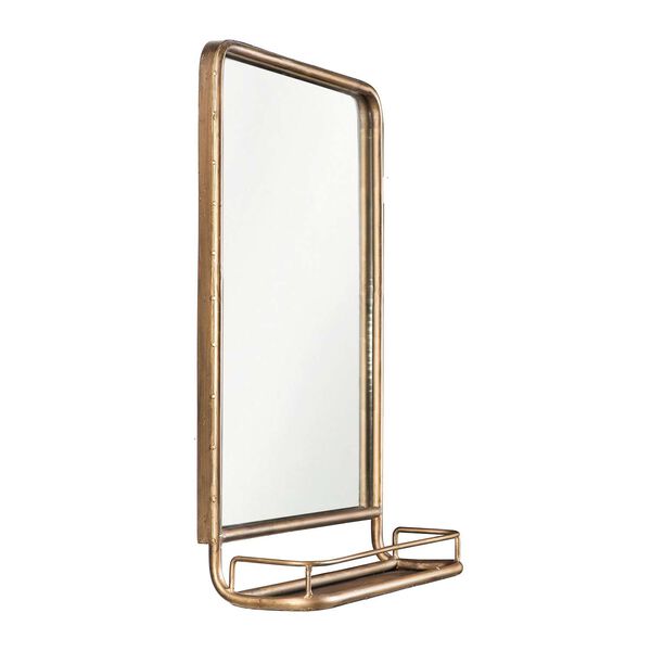 Brass 20 x 28-Inch Wall Mirror with Shelf - (Open Box), image 1