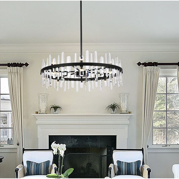 Serena Black and Clear 36-Inch Round Chandelier, image 2