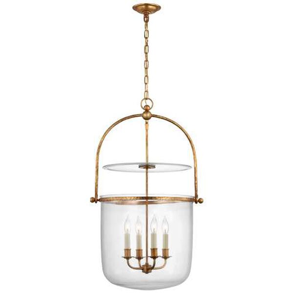 Lorford Gilded Iron Four-Light Smoke Bell Lantern Pendant by Chapman and Myers, image 1