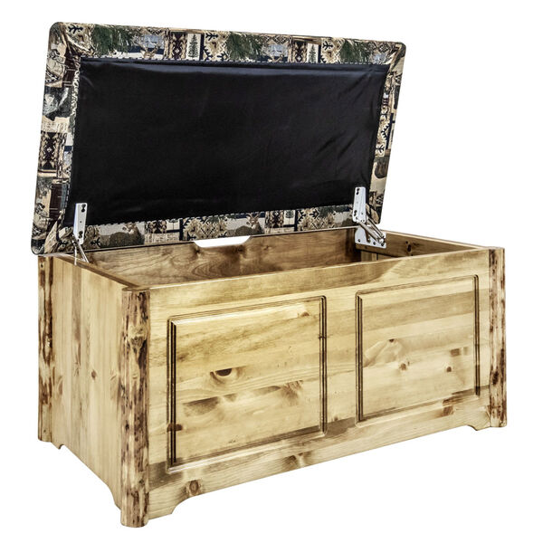 Glacier Country Stain and Lacquer Blanket Chest with Woodland Upholstery, image 4