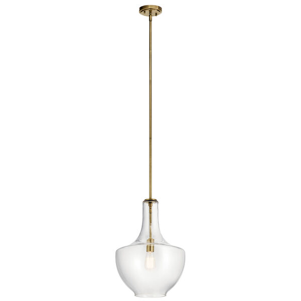 Everly Natural Brass 14-Inch One-Light Pendant, image 1