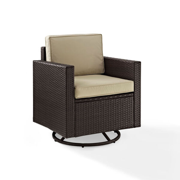 Palm Harbor Outdoor Wicker Swivel Rocker Chair With Sand Cushions, image 2