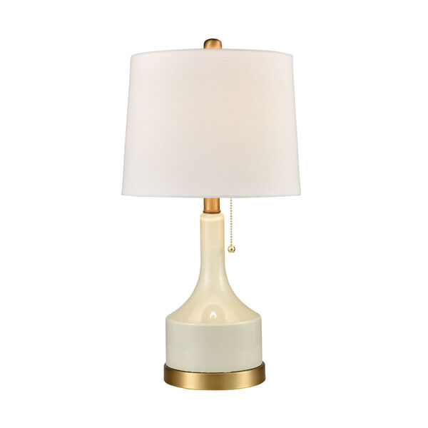 Jade White Glass and Matte Brushed Gold One-Light Table Lamp, image 1