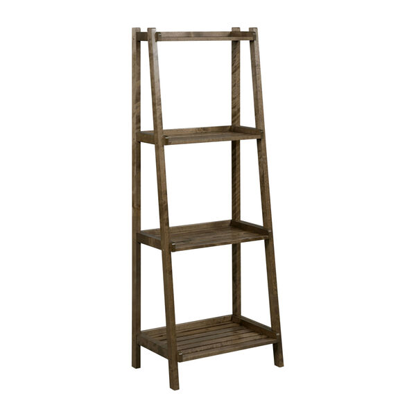 Dunnsville Antique Chestnut 4-Tier Ladder Leaning Shelf Bookcase, image 1