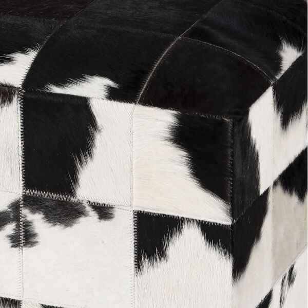 Victorian Black and White Hair on Hide Pouf, image 2