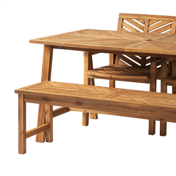 Vincent Brown Solid Acacia Wood Patio Dining Set, 4-Piece, image 5