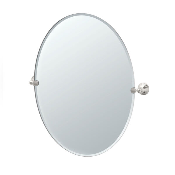 Charlotte Satin Nickel Large Tilting Oval Mirror, image 1