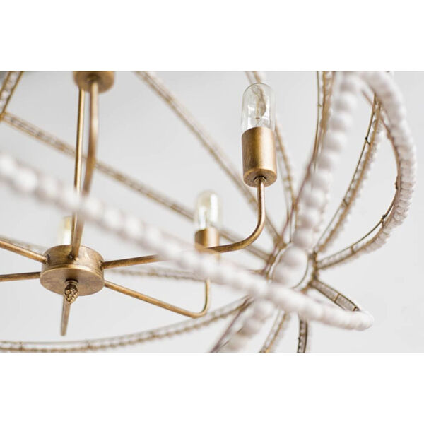 Ava Gold and White Six-Light Chandelier, image 5