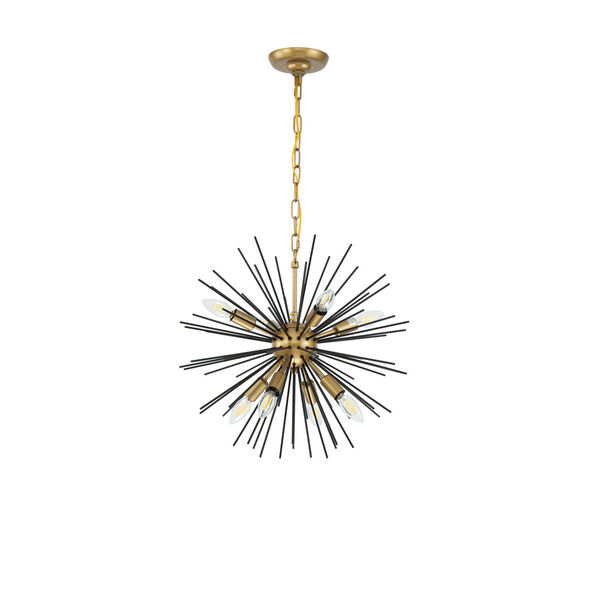 Timber Brass and Black 20-Inch Eight-Light Pendant, image 3