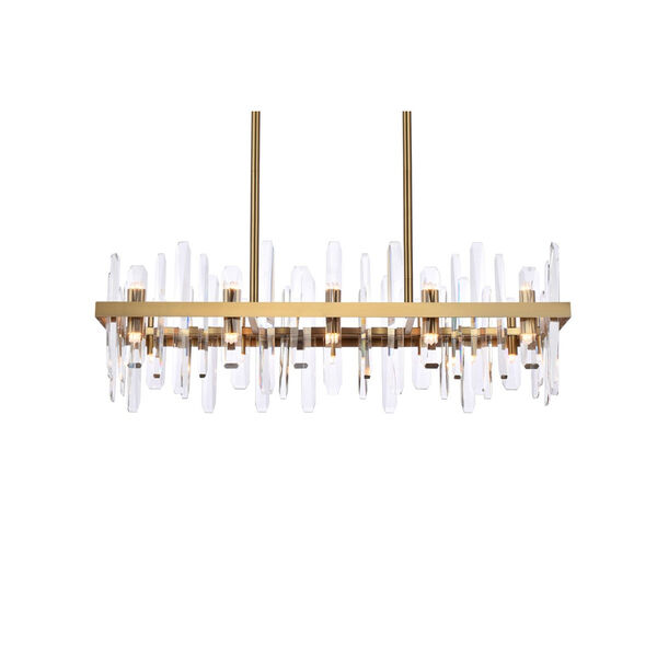 Serena Satin Gold and Clear 36-Inch Rectangle Chandelier, image 3