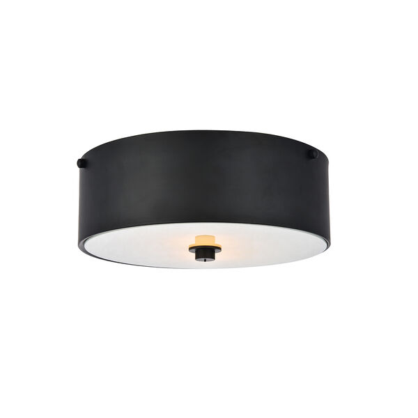 Hazen Flat Black and Frosted White Two-Light Flush Mount, image 3