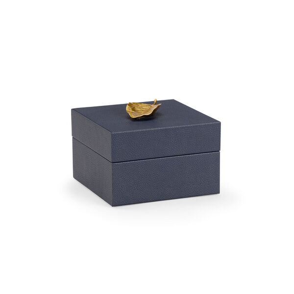 Pam Cain  Navy and Metallic Gold Leaf Handle Box, image 1