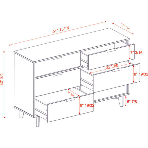 Caramel Six Drawer Dresser, image 4