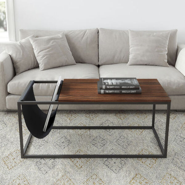 Riley Black and Walnut Sofa Table with Metal Frame and Canvas, image 3