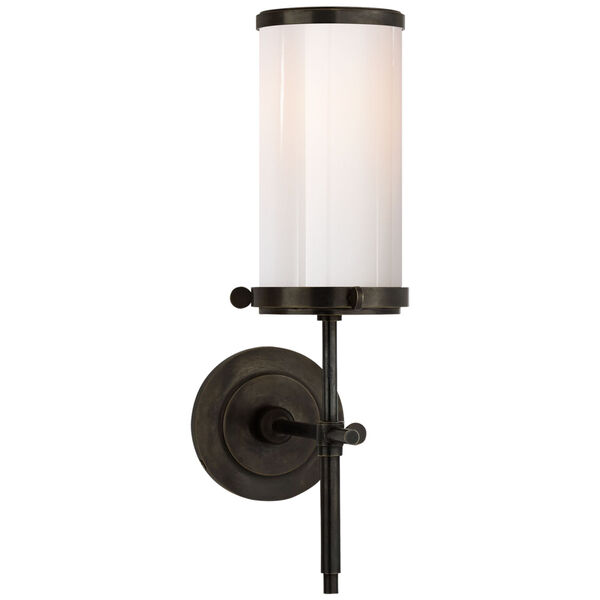 Bryant Bath Sconce in Bronze with White Glass by Thomas O'Brien, image 1