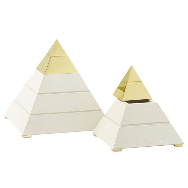 Mastaba White and Polished Brass Large Pyramid, image 4