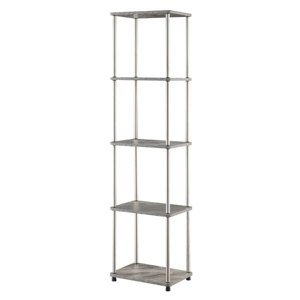Design2Go Faux Gray Marble and Chrome Five-Tier Tower, image 1