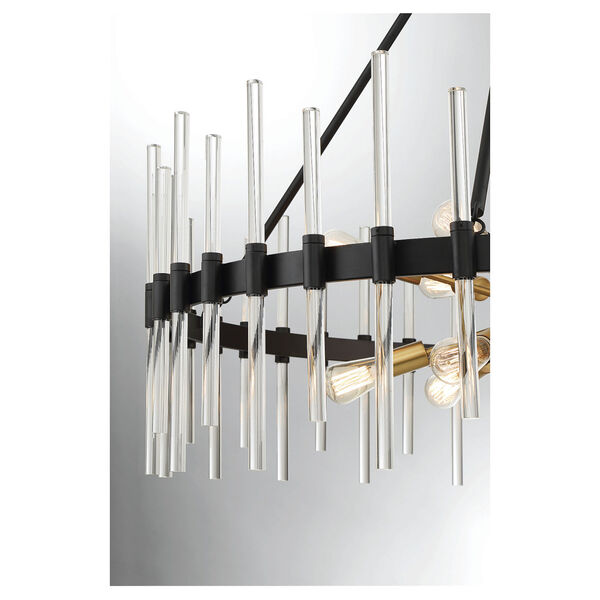 Santiago Matte Black and Warm Brass 12-Light Chandelier, image 6