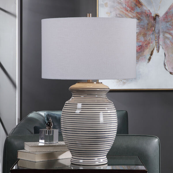 Marisa Brushed Nickel and Off-White Table Lamp, image 2