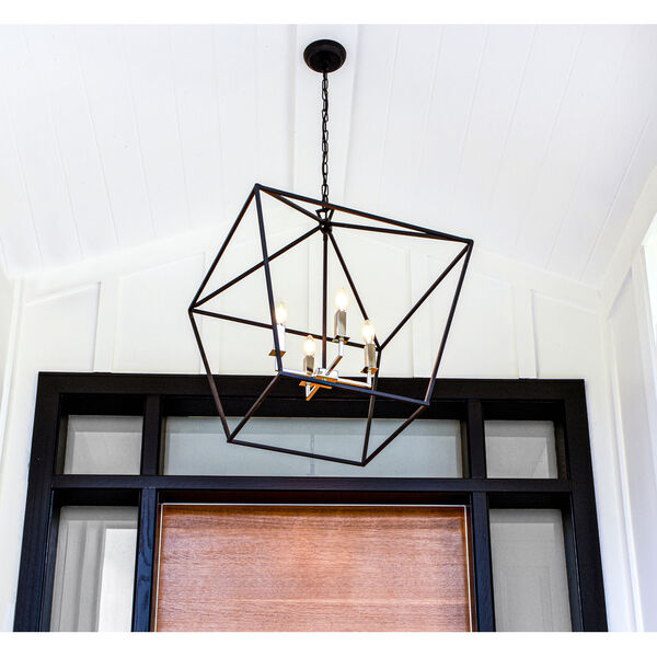 Abode Textured Black and Nickel 25-Inch Four-Light Lantern Pendant, image 15