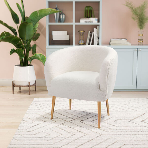Sherpa Beige and Gold Accent Chair, image 2