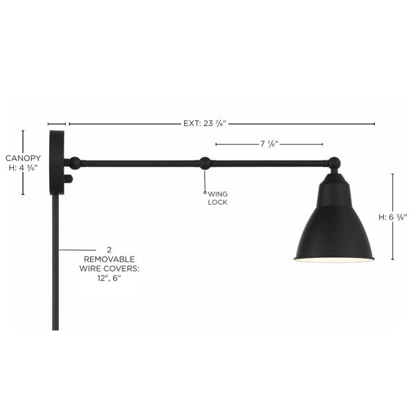 Fulton Black One-Light Adjustable Swing Arm Wall Sconce, image 6