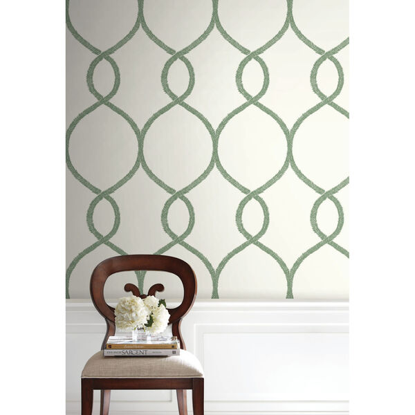 KT2231 Green Laurel Leaf Ogee Wallpaper