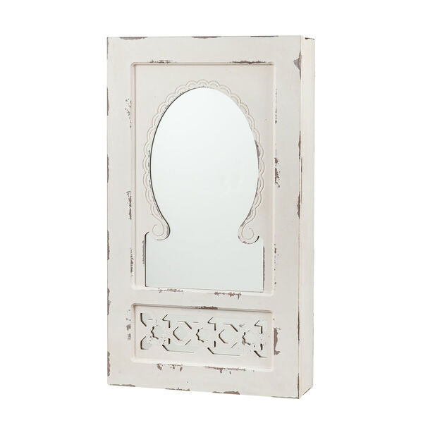 Gilmore Antique White Wall Mount Jewelry Mirror, image 4