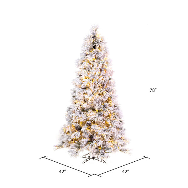 Flocked Atka Pine White 6.5 Ft. x 42 In. Artificial Christmas Tree with 3mm LED Color Changing Lights, image 4