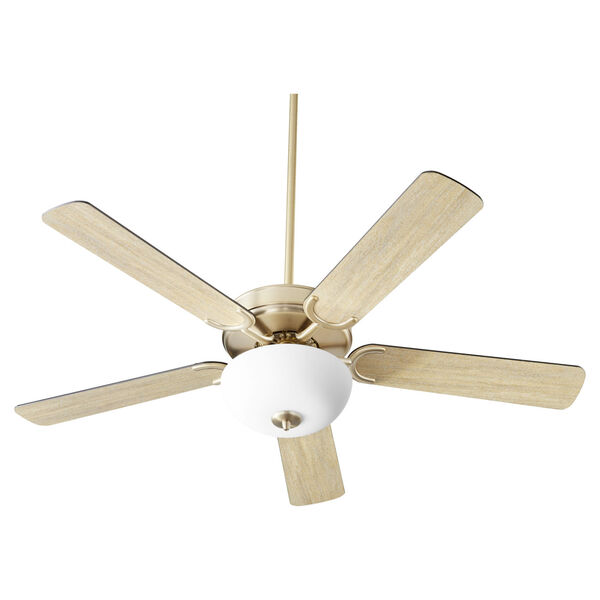 Virtue Aged Brass Two-Light 52-Inch Ceiling Fan with Satin Opal Glass Bowl, image 1