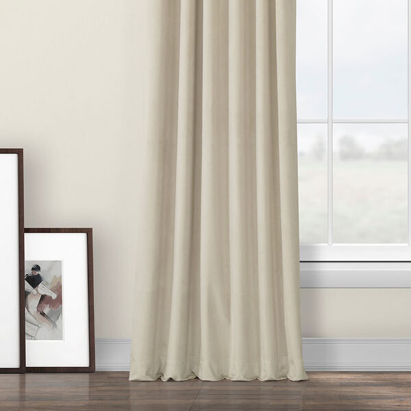 Beige Heritage Plush Velvet Curtain Single Panel, image 5
