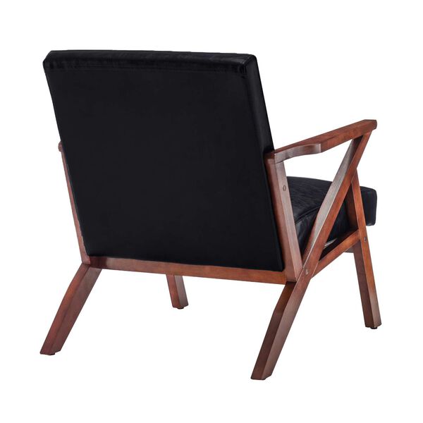 Take A Seat Black Faux Leather Espresso Cliff Accent Chair, image 5