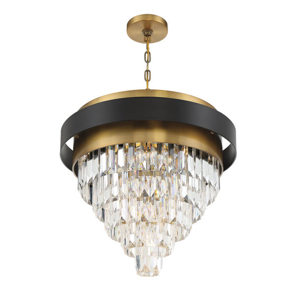 Marquise Matte Black and Warm Brass Four-Light Chandelier, image 4