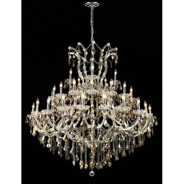 Maria Theresa Chrome Forty-One Light 52-Inch Chandelier with Royal Cut Golden Teak Smoky Crystal, image 1