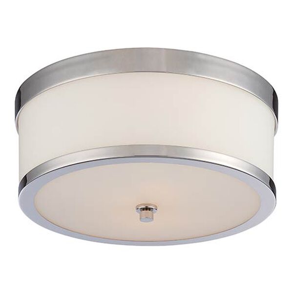 Celine Polished Nickel Two-Light Flush Mount with Etched Opal Glass, image 1