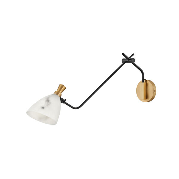 Sinclair Heritage Brass One-Light Wall Sconce With Faux Alabaster Glass, image 1