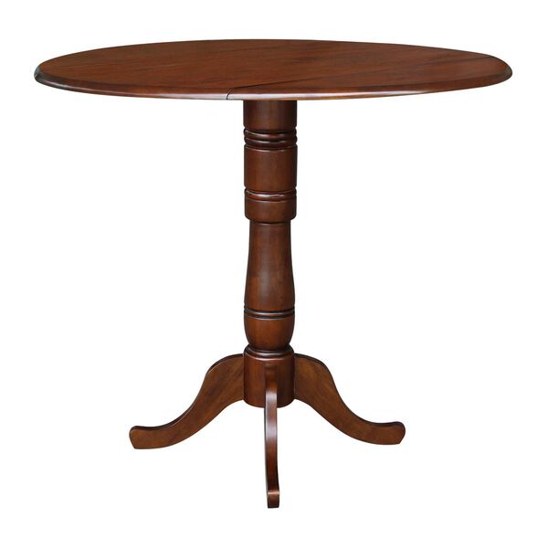 Espresso 42-Inch Round Top Dual Drop Leaf Pedestal Dining Table, image 1