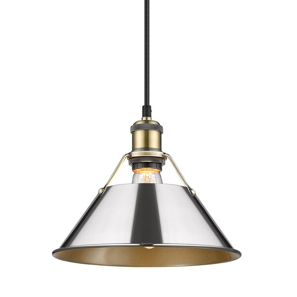 Orwell AB Aged Brass 10-Inch One-Light Pendant with Chrome Shade, image 2