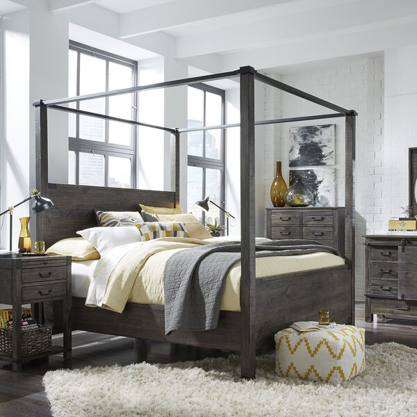 Abington Poster Bed in Weathered Charcoal - Queen, image 3