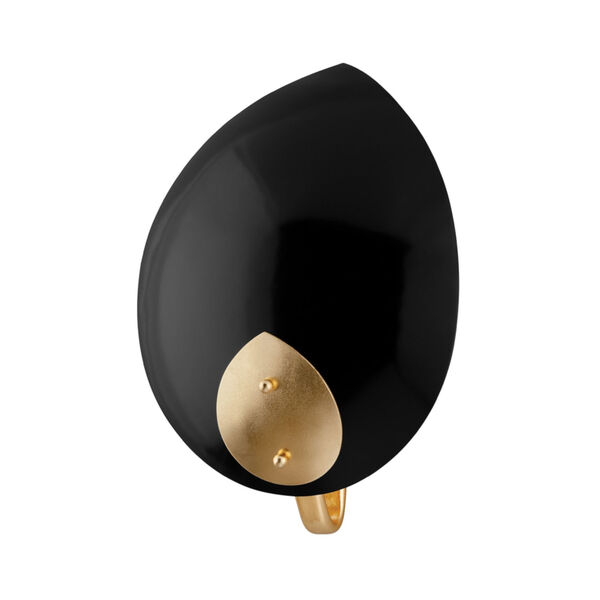 Lotus Gold Leaf and Black One-Light Wall Sconce, image 1