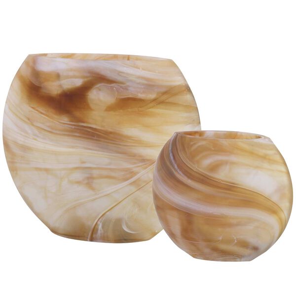 Fusion Caramel, Ivory and Tan Swirled Vase, Set of 2, image 1