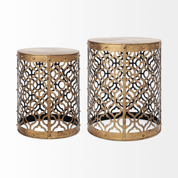 Rudebekia Gold Cylindrical Accent Table, Set of Two, image 3