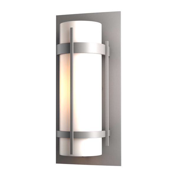 Banded Coastal Burnished Steel Seven-Inch One-Light Outdoor Sconce with Opal Glass, image 3